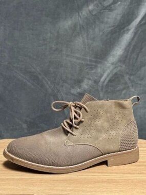 Steve Madden Bernard Taupe Lace-Up Ankle Boots Big Kids Size 5